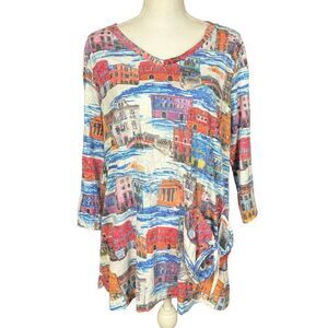 Ali Miles Multicolor Artistic Tunic Top